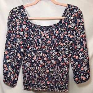 No Boundaries Floral Women's Top - Navy and Pink